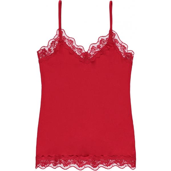 Canottiera con pizzo e spalline sottili rosso Tezenis