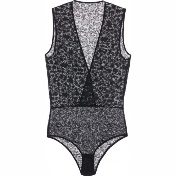 Body con pizzo e scollo con bottoni nero Tezenis