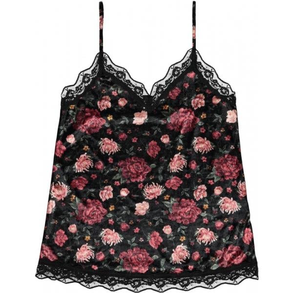 Canottiera con pizzo e cerchi con spalline sottili in velluto nero Tezenis