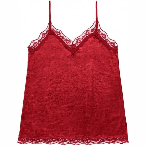 Canottiera con pizzo e cerchi con spalline sottili in velluto rosso Tezenis