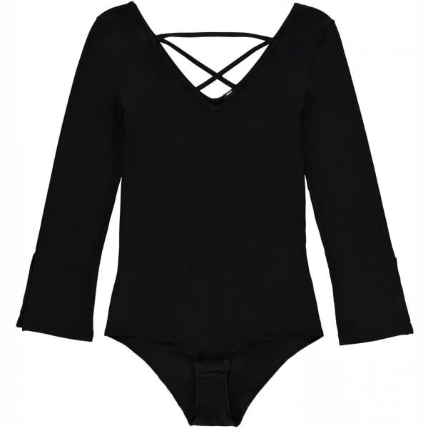 Body con spacco e cerchi con scollo a maniche 3/4 con laccetti e bottoni nero Tezenis