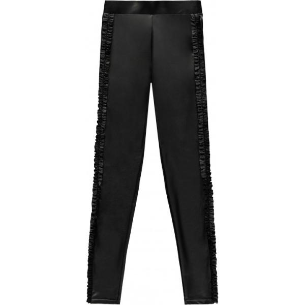 Leggings con cerchi e ruches in pelle sintetica nero Tezenis