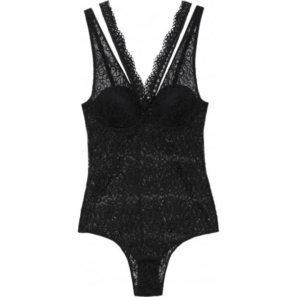 Body con pizzo e scollo con bottoni nero Tezenis
