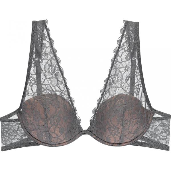 Reggiseno a balconcino con pizzo e spalline con gancetto grigio Tezenis
