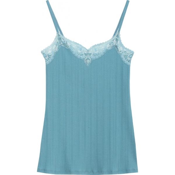 Canottiera con pizzo e spalline sottili aderente azzurro Tezenis