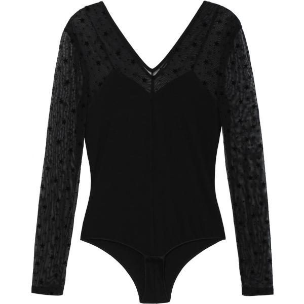 Body con scollo a maniche lunghe in tulle con bottoni nero Tezenis