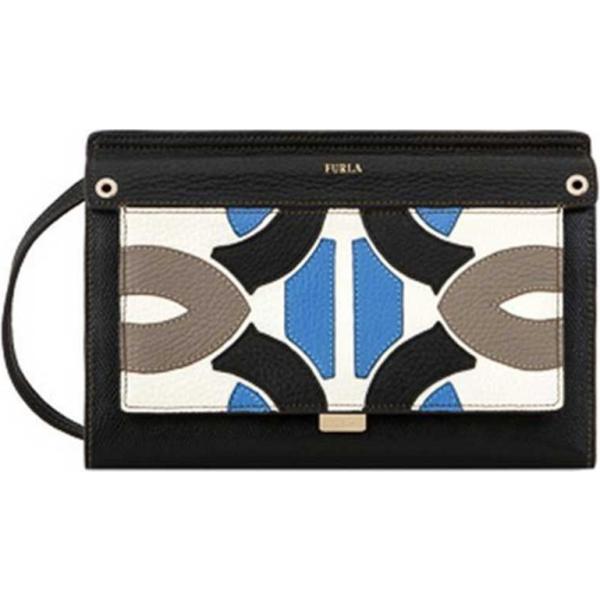 Borsa a tracolla fantasia geometrica in pelle con tracolla regolabile Furla