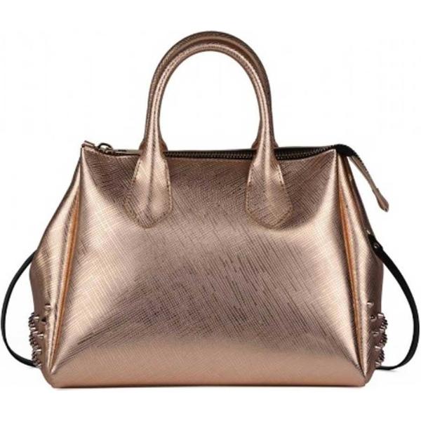 Borsa a mano con borchie taglia media con zip in ecopelle con tracolla regolabile Gum By Gianni Chiarini Design