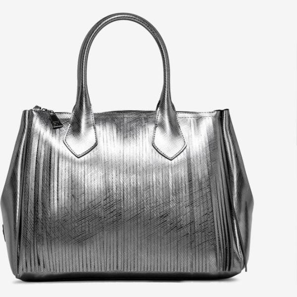 Borsa a mano con frange e zip oro Gum By Gianni Chiarini Design