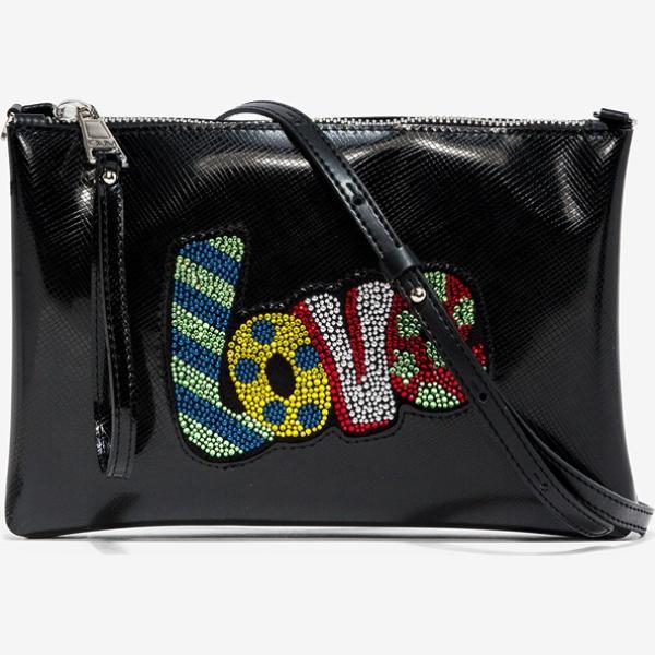 Borsa a tracolla con strass fantasia effetto vernice con zip Gum By Gianni Chiarini Design