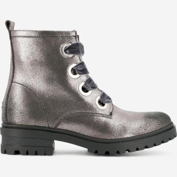Stivaletti effetto metallizzato con lacci in velluto Tommy Hilfiger