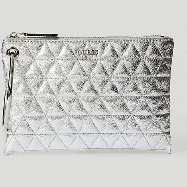 Pochette effetto metallizzato con zip interno foderato in ecopelle con tasca interna Guess