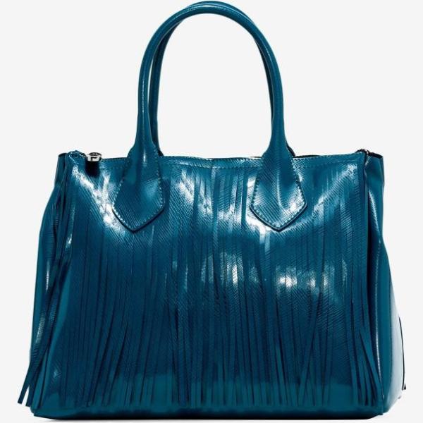 Borsa a mano con frange e zip Gum By Gianni Chiarini Design