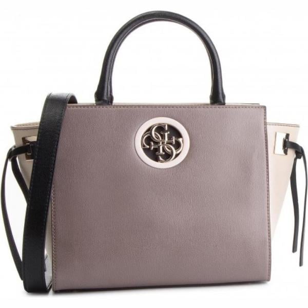 Borsa a mano effetto martellato con zip in ecopelle con tracolla regolabile oro Guess