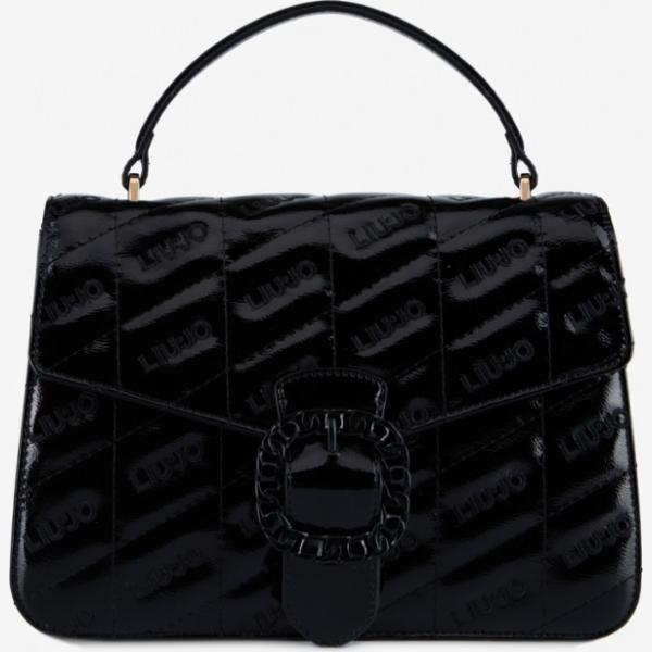 Borsa a tracolla effetto vernice con fibbia e logo Liu Jo