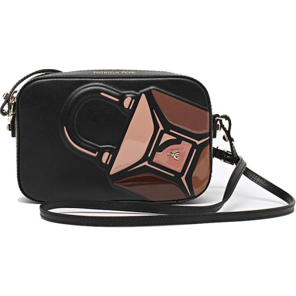 Borsa a tracolla effetto vernice con zip interno foderato con tasca interna oro Patrizia Pepe