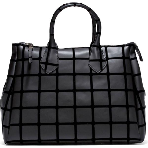 Borsa a tracolla a quadri con zip in velluto nero Gum By Gianni Chiarini Design