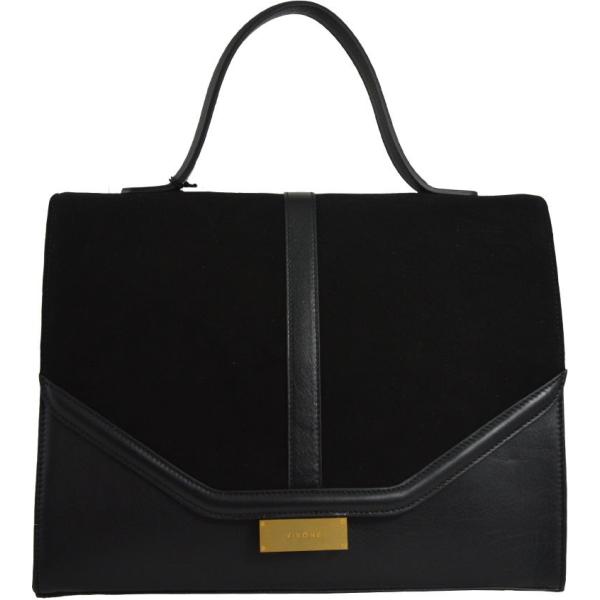 Borsa a tracolla con zip fondo con piedini nero 