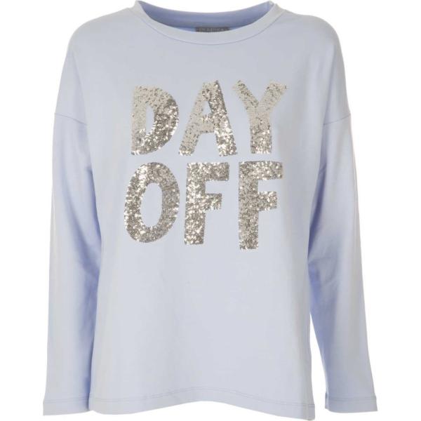 Maglia con paillettes scollatura a maniche lunghe blu Clarina
