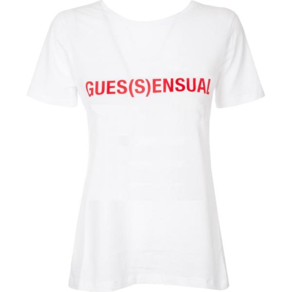 T-shirt con nodi e stampa con scollo a maniche corte Guess