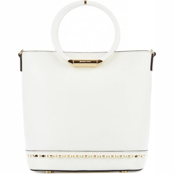 Portachiavi secchiello con borchie e zip con tracolla regolabile bianco Michael kors