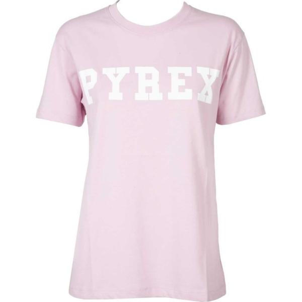 T-shirt maxi contrasto a maniche corte in denim con logo bianco e grigio Pyrex