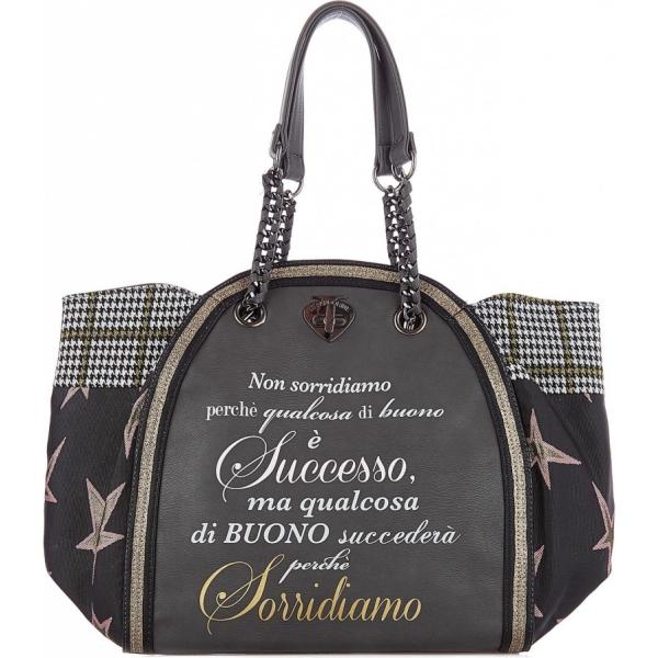 Borsa a mano con stampa glitter con zip in pelle sintetica Le Pandorine