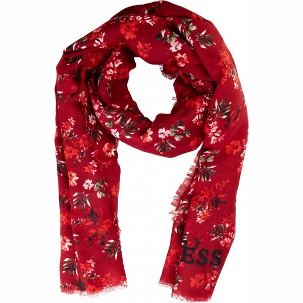 Sciarpa con stampa e frange rosso Guess