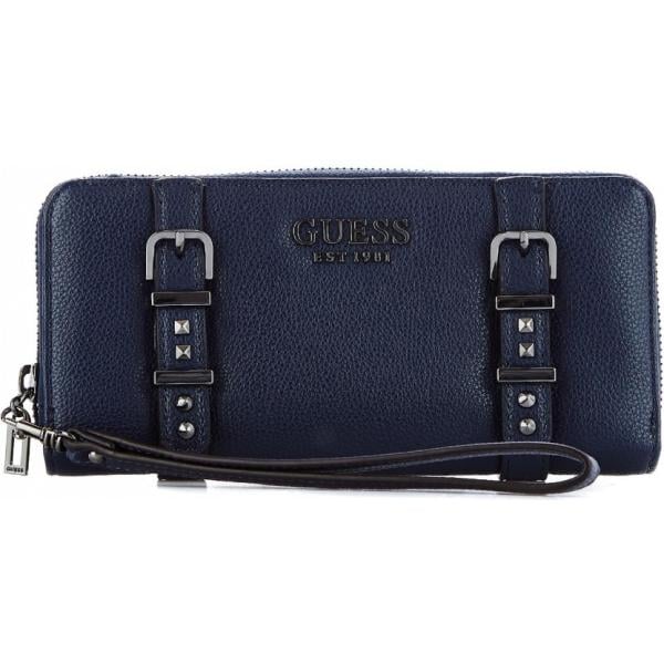 Portafoglio con fibbia in pelle sintetica con scomparti blu Guess