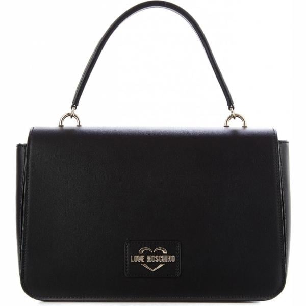 Borsa a tracolla con manico e frange con zip in pelle sintetica con bottoni nero Moschino Love