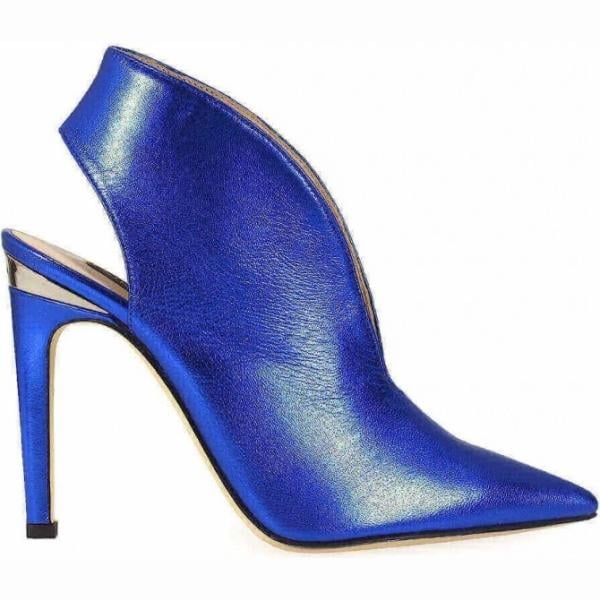 Décolleté slingback effetto laminato con scollo blu Pinko