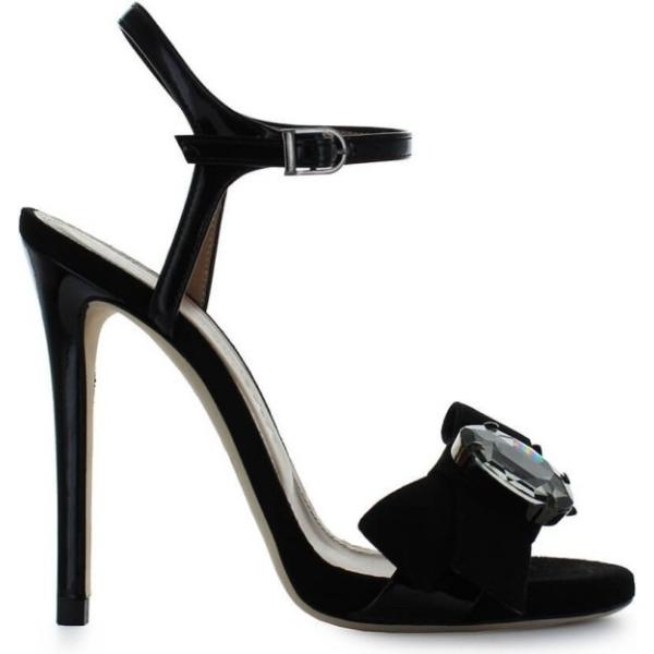 Sandali con fiocco maxi effetto vernice nero Marc Ellis