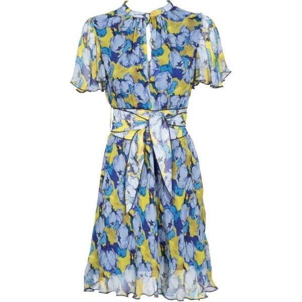 Vestito fantasia floreale con scollo e fasce traspirante Pinko
