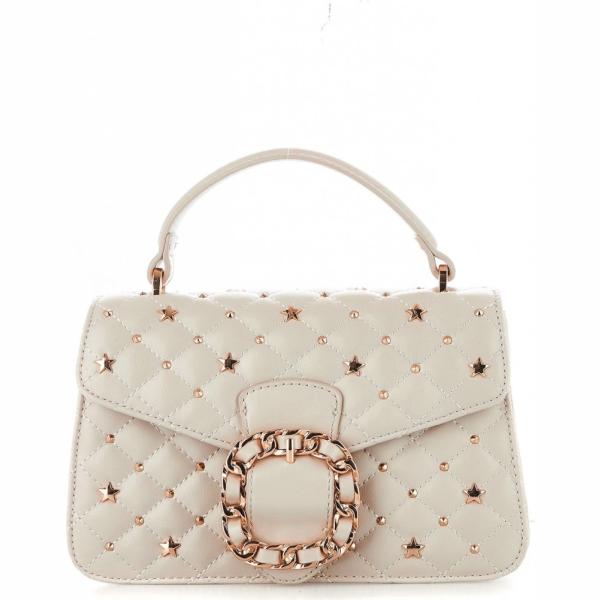 Borsa a tracolla con manico in pelle sintetica con tracolla regolabile bianco e oro Liu jo