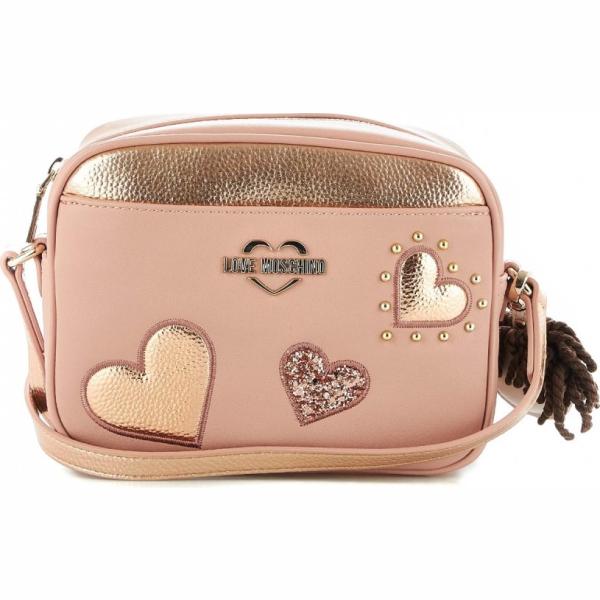 Borsa a tracolla con zip rosa Moschino Love