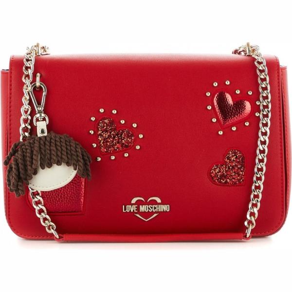 Catena con zip e tracolla regolabile rosso Moschino Love