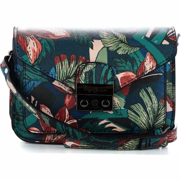 Borsa a tracolla fantasia floreale in ecopelle verde Pepe Jeans