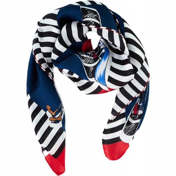 Foulard made italy con stampa in seta blu Moschino boutique