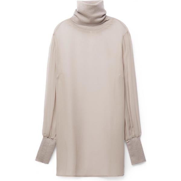 Blusa made italy collo a dolcevita in seta con polsini Falconeri