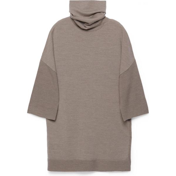 Maglia maxi contrasto collo alto a maniche 3/4 con spacco Falconeri