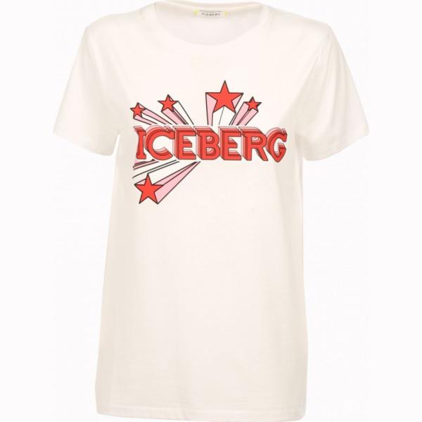 T-shirt contrasto girocollo bianco Iceberg