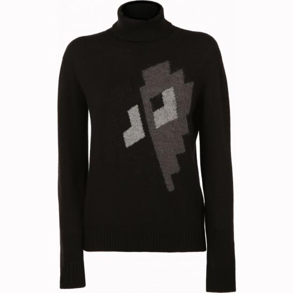 Pullover a coste collo alto con polsini nero Ice Play