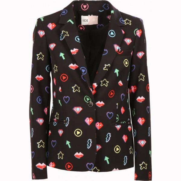 Giacca a bottone con spacco monopetto multicolore e nero Ice Play