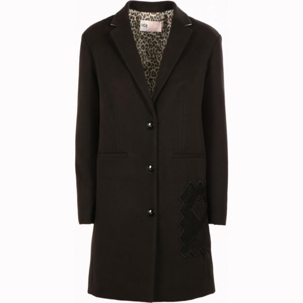 Cappotto a bottone con pieghe nero Ice Play