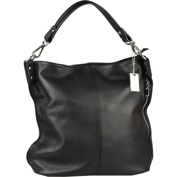 Borsa a tracolla made italy con zip tinta unita nero Florence Bag nero tinta unita