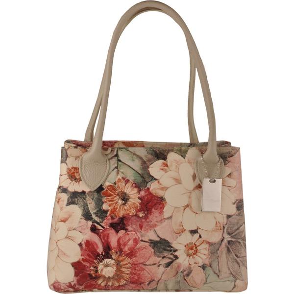 Borsa a tracolla fantasia con zip beige Florence Bag