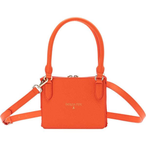 Shopping bag con taschini e stampa con zip in pelle sintetica con tracolla regolabile arancione e oro Patrizia Pepe arancione