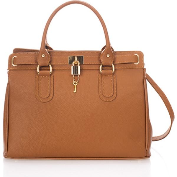 Borsa a mano con zip e tracolla removibile Giorgio Costa marrone