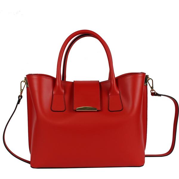 Borsa a mano made italy contrasto doppio manico oro Bagare rosso