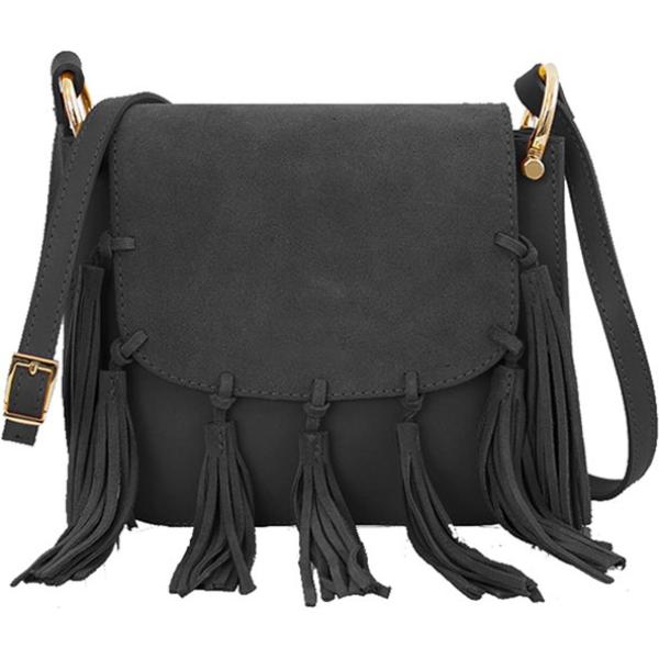 Borsa a tracolla con frange e zip nero e oro Bagare nero